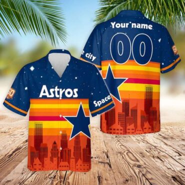 Houston Astros Sunset Skyline Hawaiian Shirt Unisex T-shirt, Sweatshirt, Hoodie, Long Sleeve Tee - T-Shirt, Sweatshirt, Hoodie