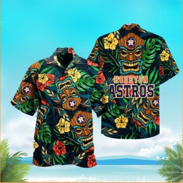 Houston Astros Tiki Tropical Hawaiian Shirt Unisex T-shirt, Sweatshirt, Hoodie, Long Sleeve Tee - T-Shirt, Sweatshirt, Hoodie