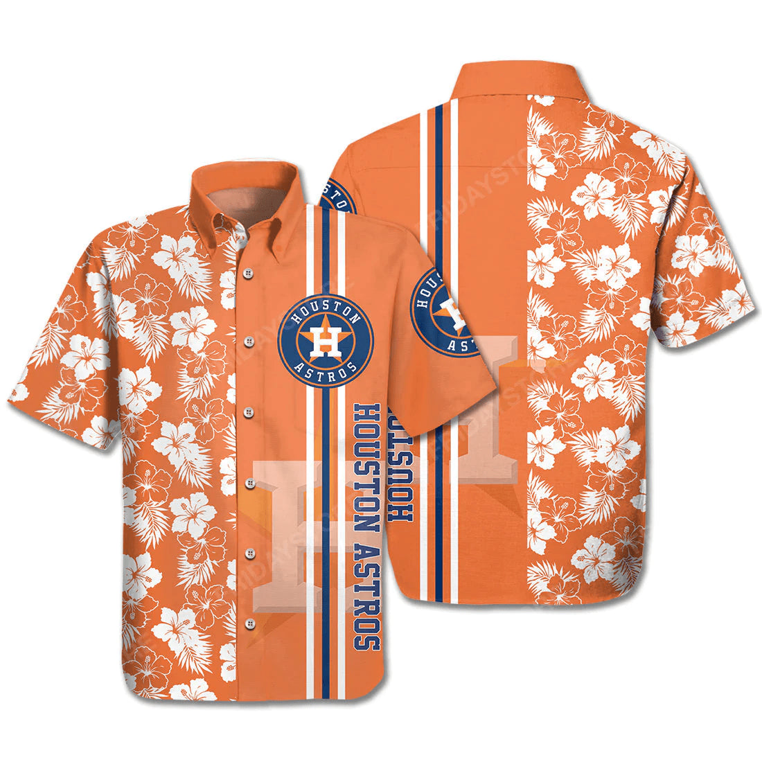 Houston Astros Trendy Hawaiian Shirt Houston Astros Logo Baseball Orange White Hawaii Aloha Shirt - T-Shirt, Sweatshirt, Hoodie