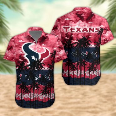 Houston Texans Palm Trees Sunset Hawaiian Shirt Unisex T-shirt, Sweatshirt, Hoodie, Long Sleeve Tee - T-Shirt, Sweatshirt, Hoodie