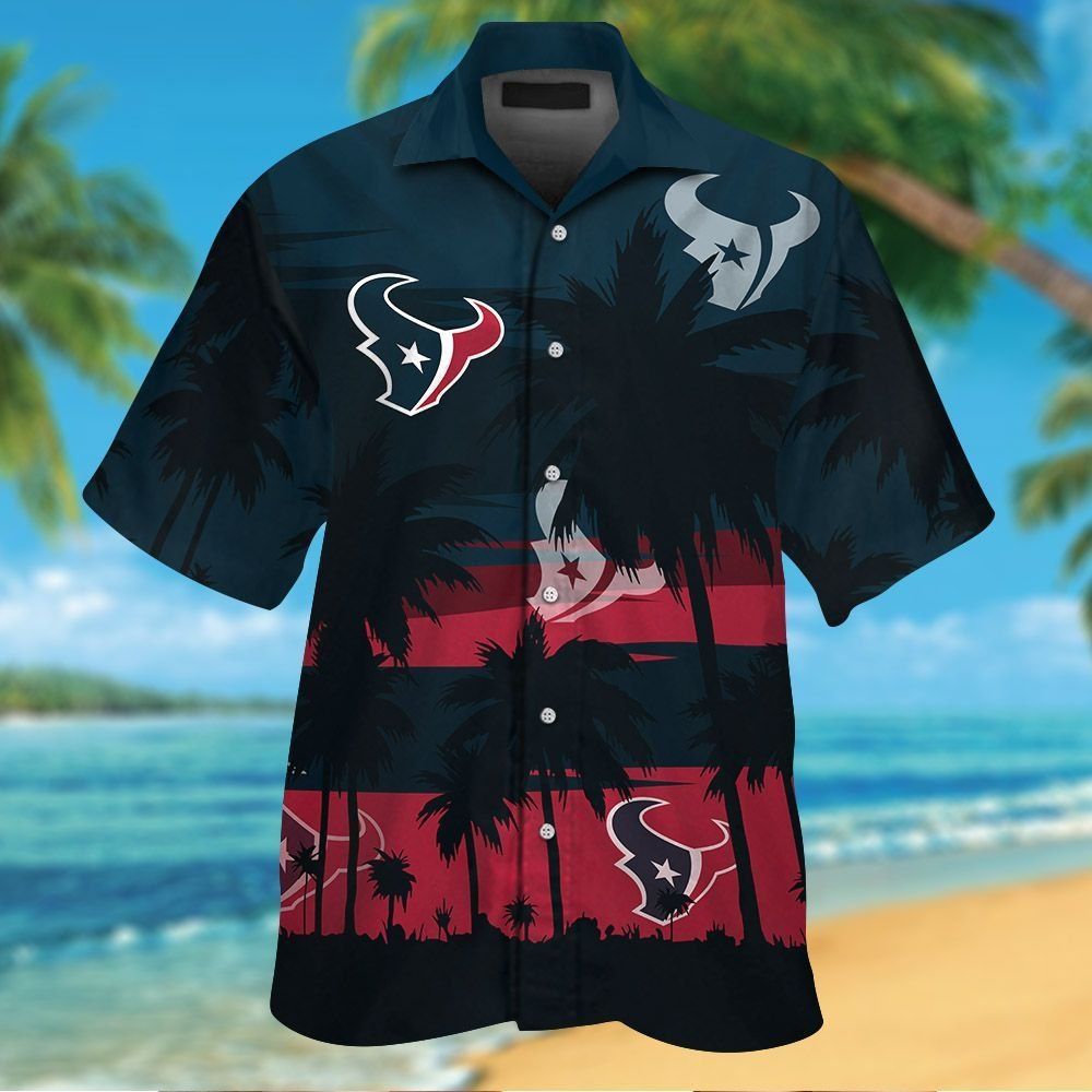 Houston Texans Short Sleeve Button Up Tropical Hawaiian Shirt VER010 Unisex T-shirt, Sweatshirt, Hoodie, Long Sleeve Tee - T-Shirt, Sweatshirt, Hoodie