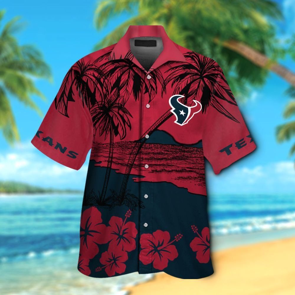 Houston Texans Short Sleeve Button Up Tropical Hawaiian Shirt VER014 Unisex T-shirt, Sweatshirt, Hoodie, Long Sleeve Tee - T-Shirt, Sweatshirt, Hoodie