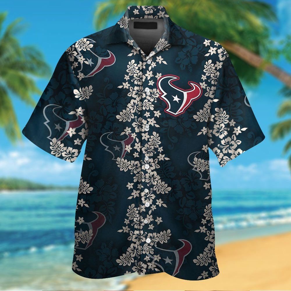 Houston Texans Short Sleeve Button Up Tropical Hawaiian Shirt VER015 Unisex T-shirt, Sweatshirt, Hoodie, Long Sleeve Tee - T-Shirt, Sweatshirt, Hoodie