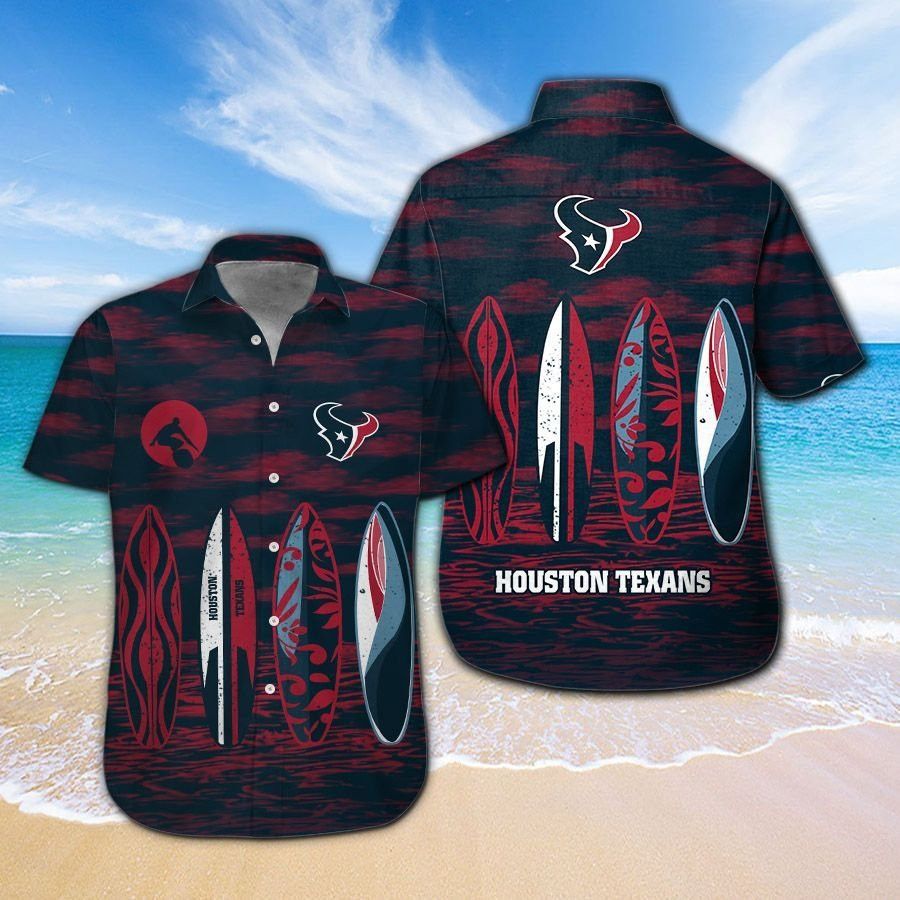 Houston Texans Short Sleeve Button Up Tropical Hawaiian Shirt VER016 Unisex T-shirt, Sweatshirt, Hoodie, Long Sleeve Tee - T-Shirt, Sweatshirt, Hoodie