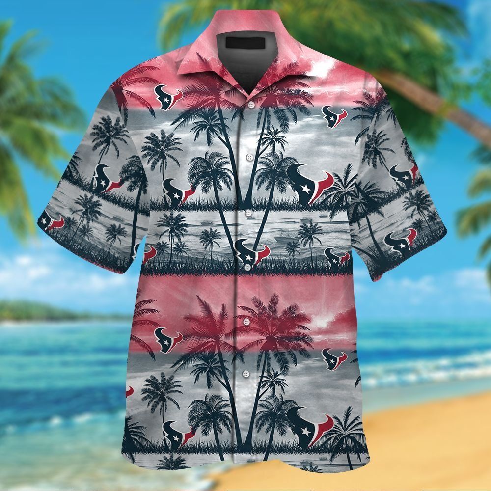 Houston Texans Short Sleeve Button Up Tropical Hawaiian Shirt VER019 Unisex T-shirt, Sweatshirt, Hoodie, Long Sleeve Tee - T-Shirt, Sweatshirt, Hoodie