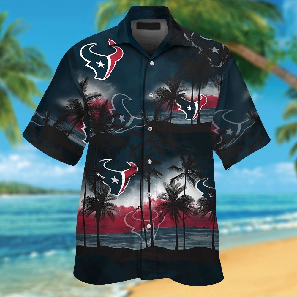 Houston Texans Short Sleeve Button Up Tropical Hawaiian Shirt VER020 Unisex T-shirt, Sweatshirt, Hoodie, Long Sleeve Tee - T-Shirt, Sweatshirt, Hoodie