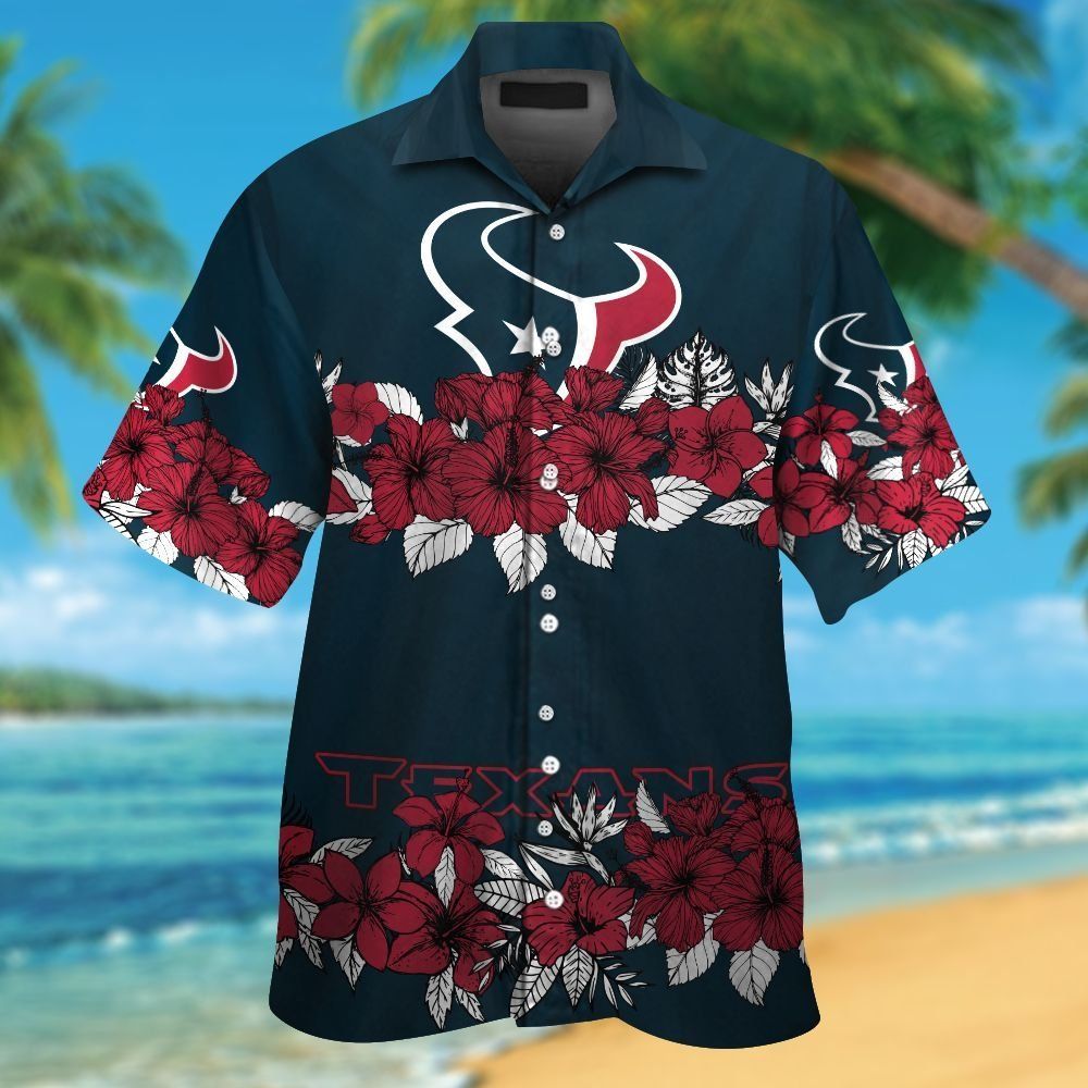 Houston Texans Short Sleeve Button Up Tropical Hawaiian Shirt VER024 Unisex T-shirt, Sweatshirt, Hoodie, Long Sleeve Tee - T-Shirt, Sweatshirt, Hoodie