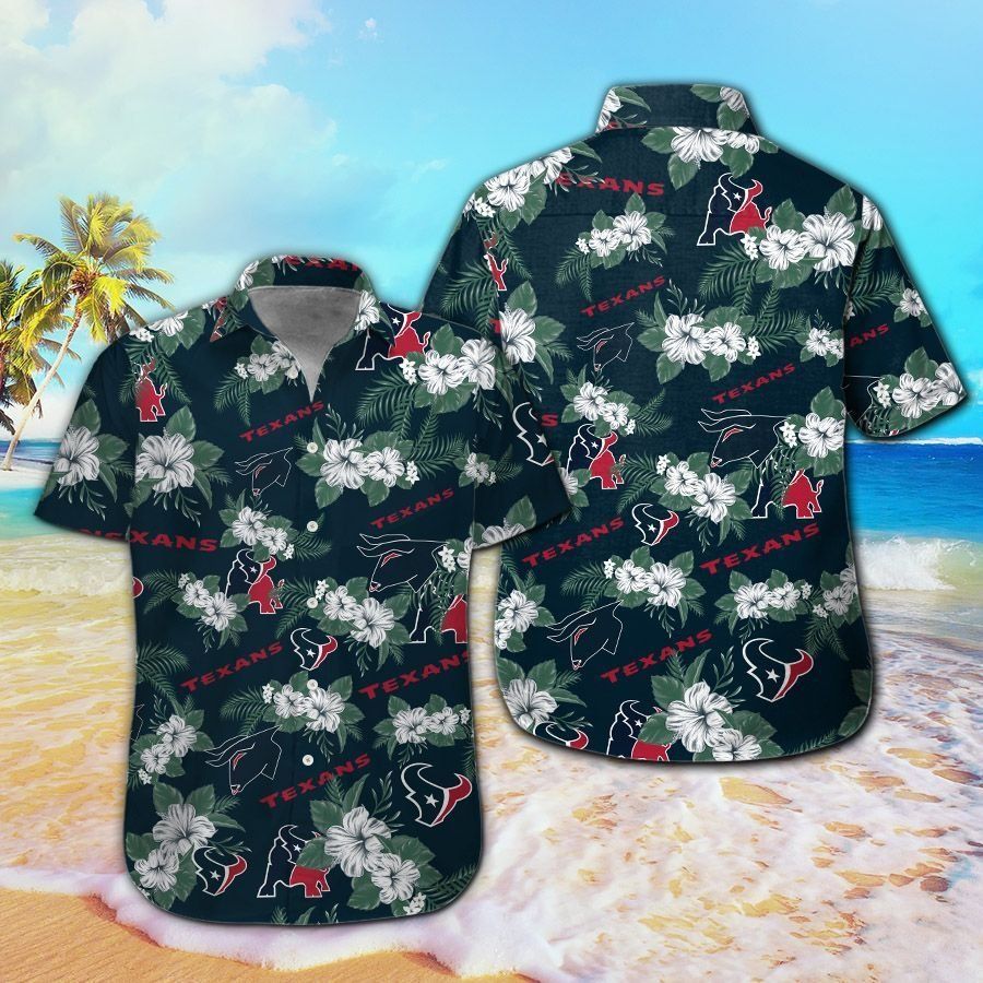 Houston Texans Short Sleeve Button Up Tropical Hawaiian Shirt VER025 Unisex T-shirt, Sweatshirt, Hoodie, Long Sleeve Tee - T-Shirt, Sweatshirt, Hoodie