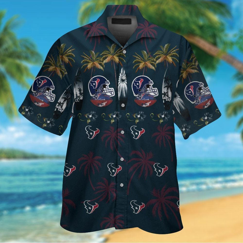 Houston Texans Short Sleeve Button Up Tropical Hawaiian Shirt VER03 Unisex T-shirt, Sweatshirt, Hoodie, Long Sleeve Tee - T-Shirt, Sweatshirt, Hoodie