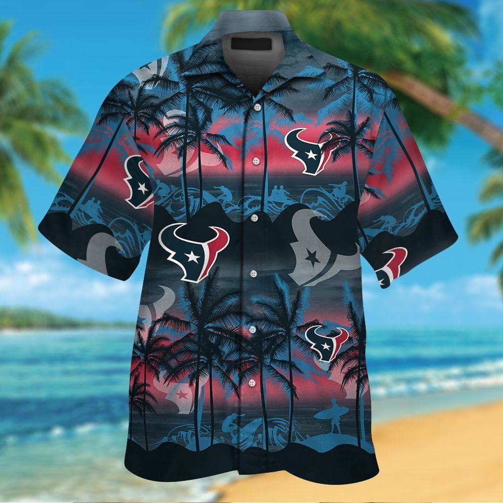 Houston Texans Short Sleeve Button Up Tropical Hawaiian Shirt VER05 Unisex T-shirt, Sweatshirt, Hoodie, Long Sleeve Tee - T-Shirt, Sweatshirt, Hoodie