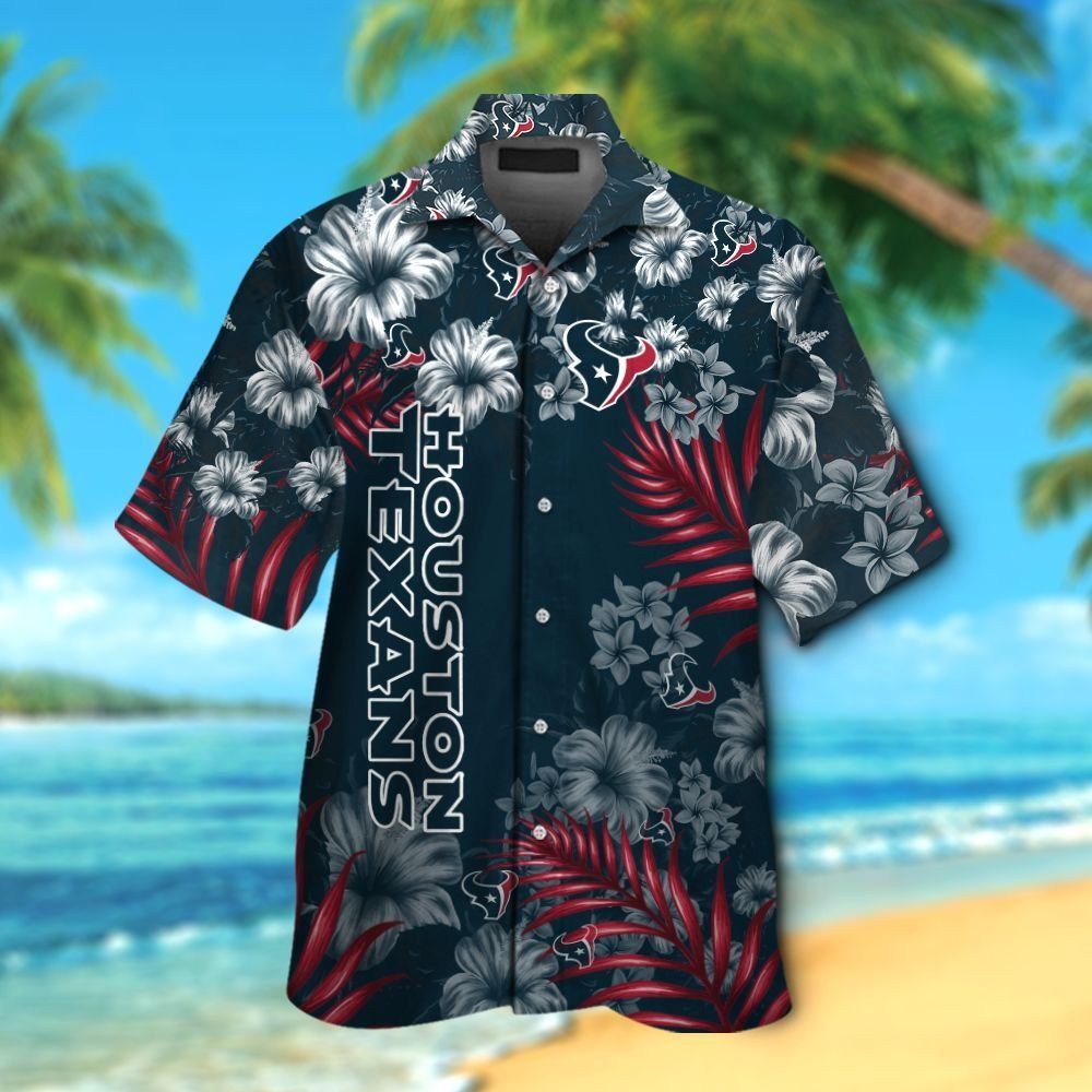 Houston Texans Short Sleeve Button Up Tropical Hawaiian Shirt VER07 Unisex T-shirt, Sweatshirt, Hoodie, Long Sleeve Tee - T-Shirt, Sweatshirt, Hoodie