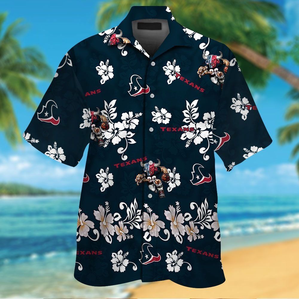 Houston Texans Short Sleeve Button Up Tropical Hawaiian Shirt VER08 Unisex T-shirt, Sweatshirt, Hoodie, Long Sleeve Tee - T-Shirt, Sweatshirt, Hoodie