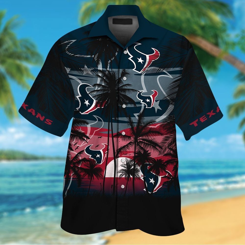 Houston Texans Short Sleeve Button Up Tropical Shirt Hawaiian Shirt Unisex T-shirt, Sweatshirt, Hoodie, Long Sleeve Tee - T-Shirt, Sweatshirt, Hoodie