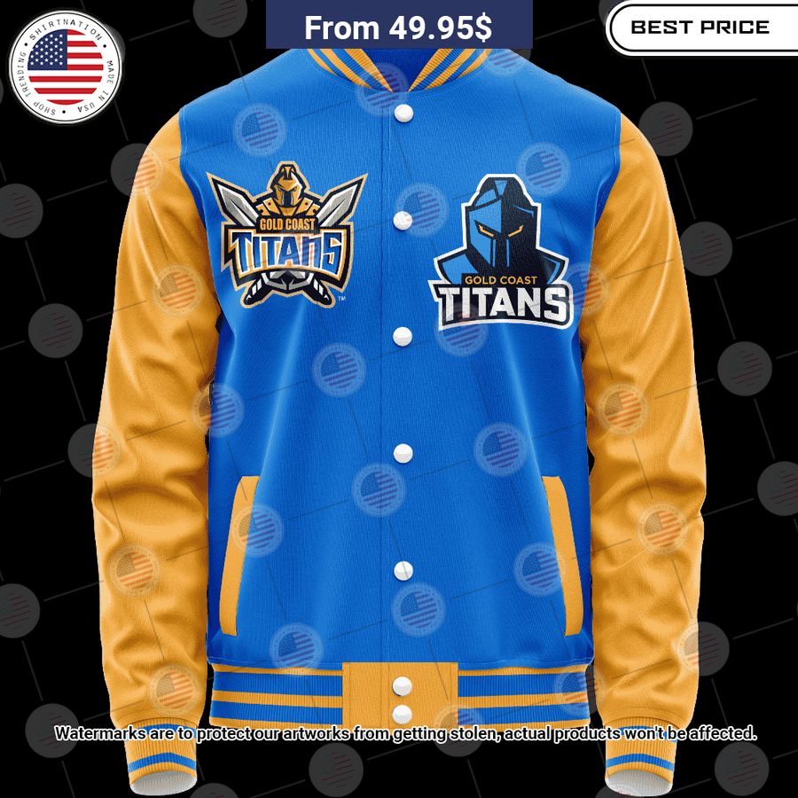 BEST Gold Coast Titans Retro Logo Revolution Custom Baseball Jacket Unisex T-shirt, Sweatshirt, Hoodie, Long Sleeve Tee - T-Shirt, Sweatshirt, Hoodie