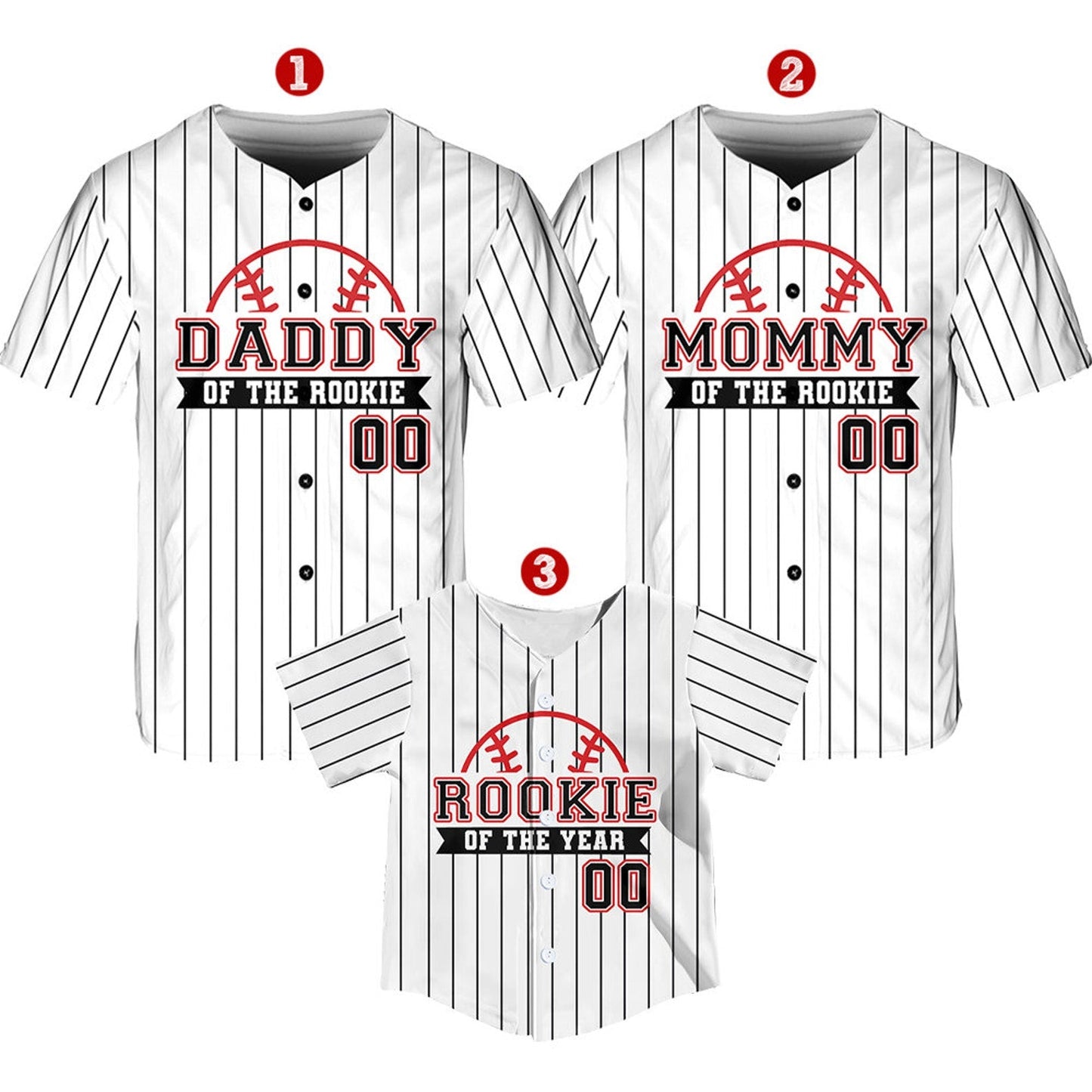 Personalized Mommy Daddy Of the Rookie Baseball Jersey, Custom Name Number Shirt, Rookie Of The Year Jersey, Family Matching Outfits - T-Shirt, Sweatshirt, Hoodie