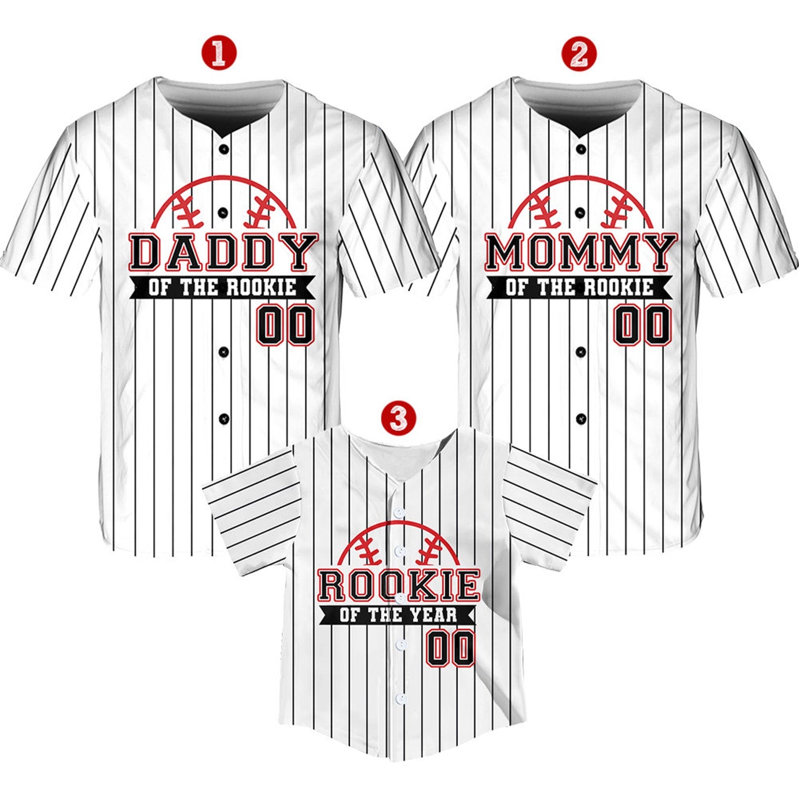 Personalized Mommy Daddy Of the Rookie Baseball Jersey, Custom Name Number Shirt, Rookie Of The Year Jersey, Family Matching Outfits - T-Shirt, Sweatshirt, Hoodie