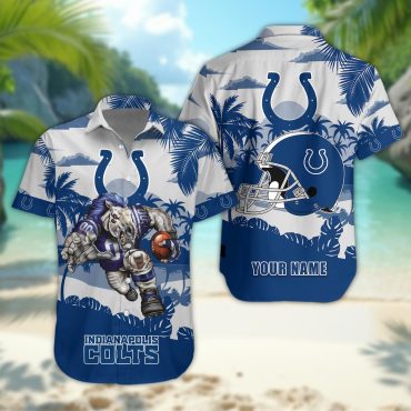 Indianapolis Colts Personalized Gridiron Warrior Hawaiian Shirt Unisex T-shirt, Sweatshirt, Hoodie, Long Sleeve Tee - T-Shirt, Sweatshirt, Hoodie