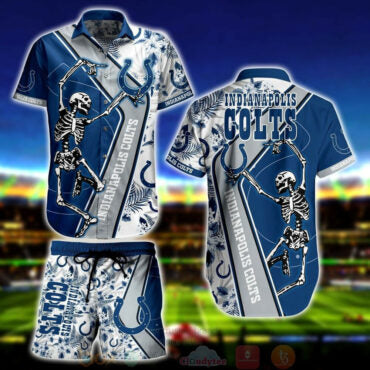Indianapolis Colts Tropical Skeleton Hawaiian Shirt Unisex T-shirt, Sweatshirt, Hoodie, Long Sleeve Tee - T-Shirt, Sweatshirt, Hoodie