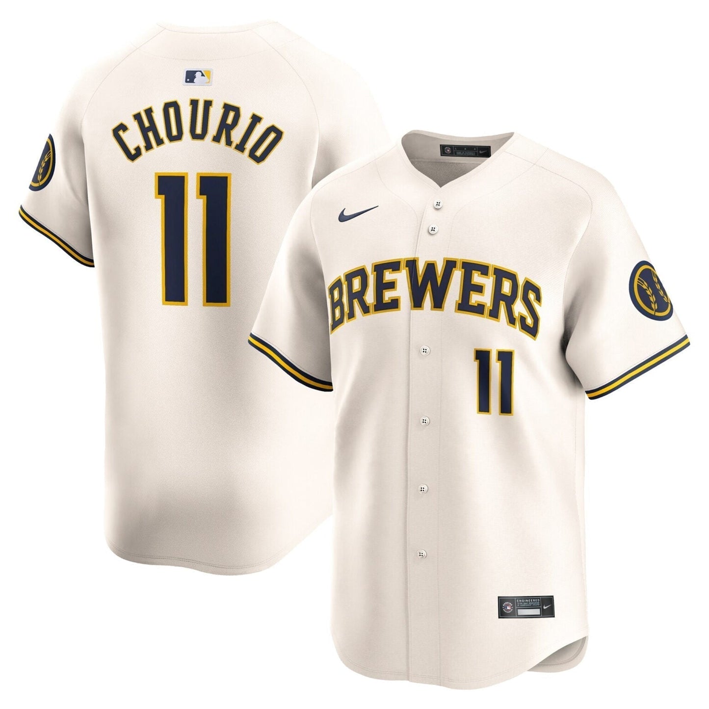 Jackson Chourio Milwaukee Brewers Home Limited Jersey - Cream baseball jersey product view 1