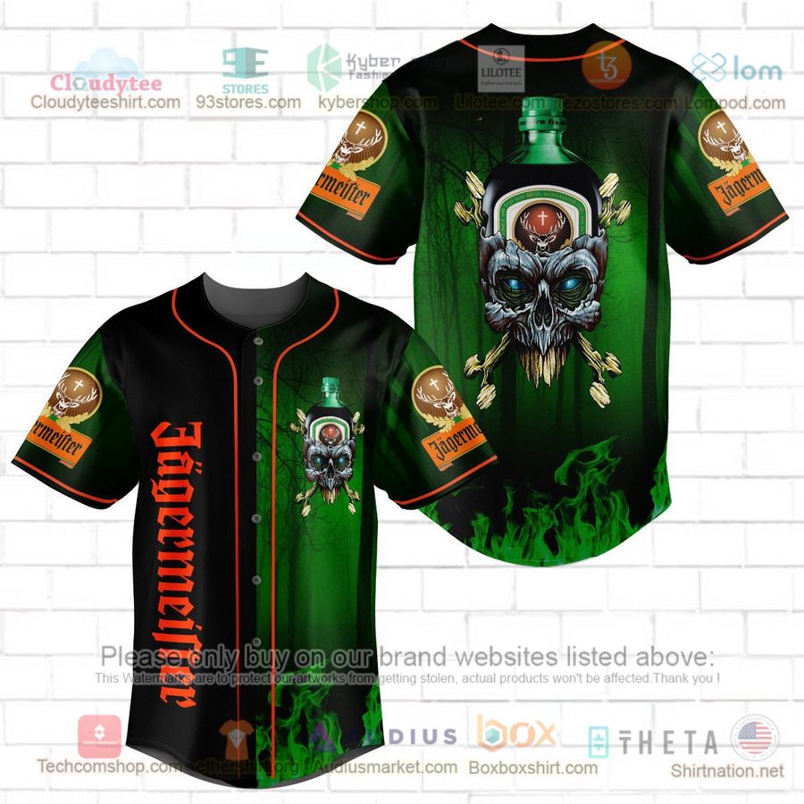 HOT Jagermeister skull head Baseball Jersey Shirt Unisex T-shirt, Sweatshirt, Hoodie, Long Sleeve Tee - T-Shirt, Sweatshirt, Hoodie
