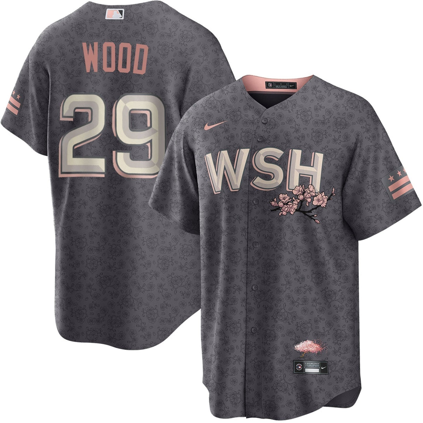 James Wood Washington Nationals City Connect Jersey - Gray baseball jersey product view 1