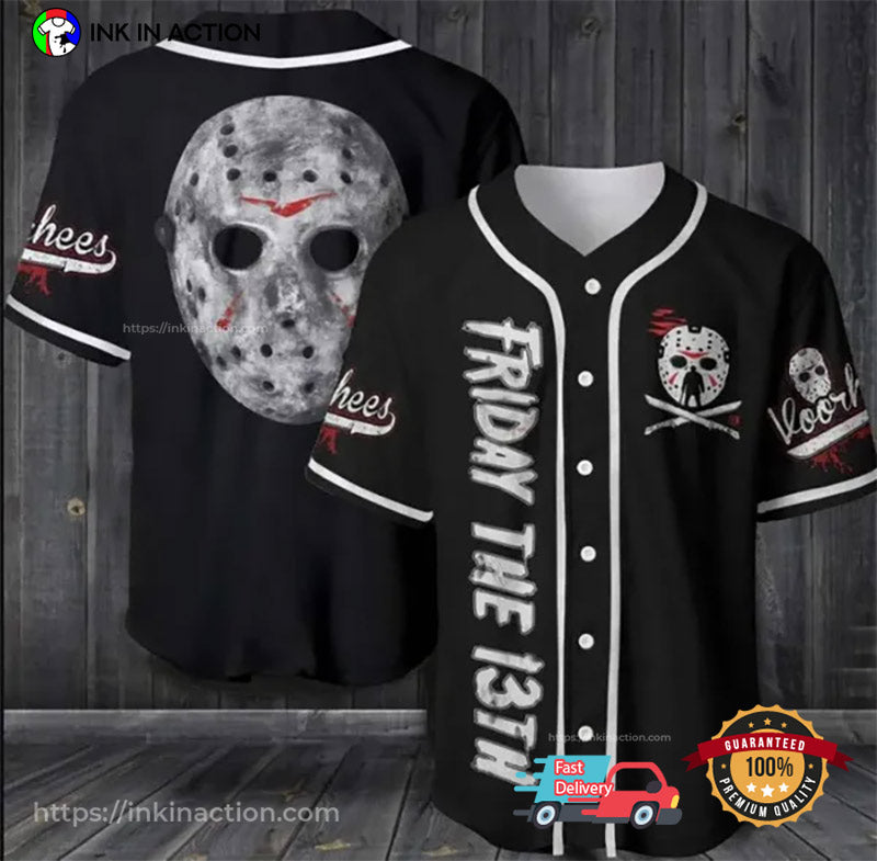 Jason Voorhees Face Friday The 13th Baseball Jersey Unisex T-shirt, Sweatshirt, Hoodie, Long Sleeve Tee - T-Shirt, Sweatshirt, Hoodie
