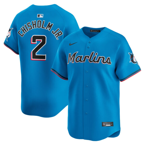 Jazz Chisholm Jr Miami Marlins Alternate Limited Jersey - Blue baseball jersey product view 1