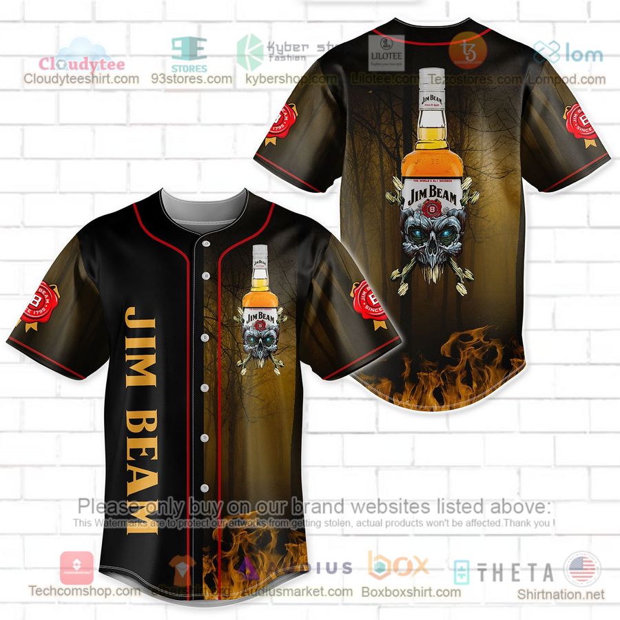 HOT Jim Beam skull head Baseball Jersey Shirt Unisex T-shirt, Sweatshirt, Hoodie, Long Sleeve Tee - T-Shirt, Sweatshirt, Hoodie