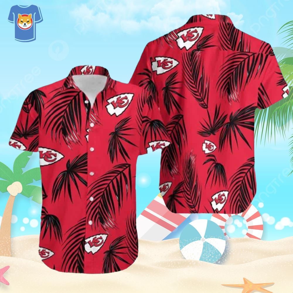 Kansas City Chiefs Hawaiian Shirt Tropical Palm Leaves On Red Theme Unisex T-shirt, Sweatshirt, Hoodie, Long Sleeve Tee - T-Shirt, Sweatshirt, Hoodie