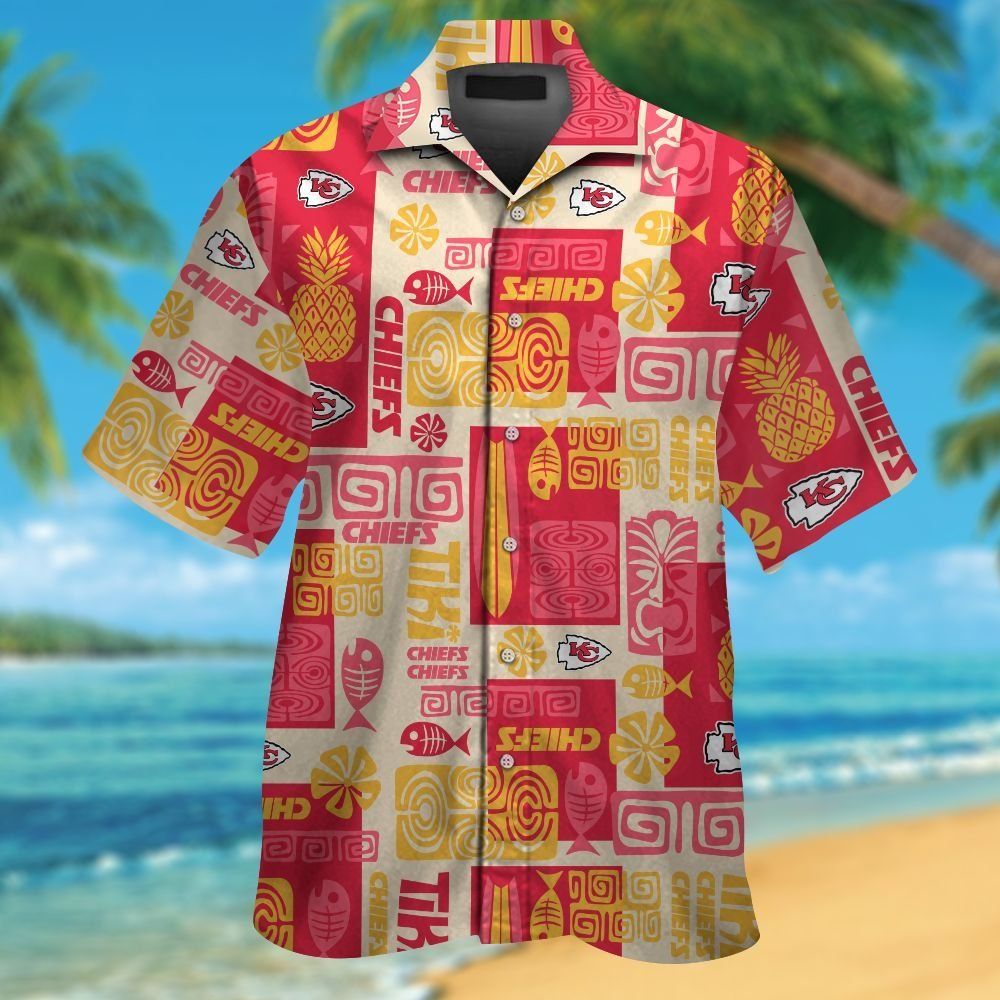 Kansas City Chiefs Short Sleeve Button Up Tropical Hawaiian Shirt for Unisex T-shirt, Sweatshirt, Hoodie, Long Sleeve Tee - T-Shirt, Sweatshirt, Hoodie