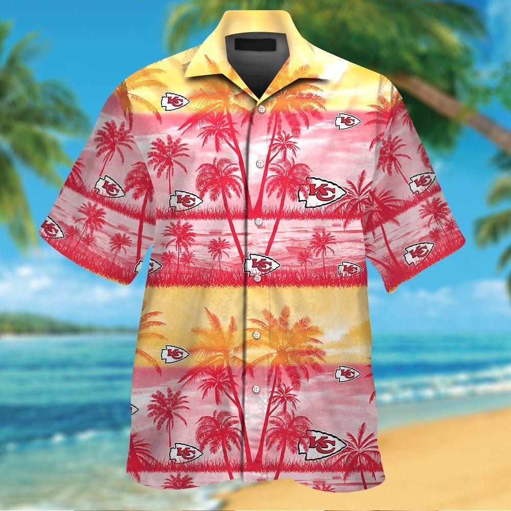 Kansas City Chiefs Short Sleeve Button Up Tropical Hawaiian Shirt VER011 Unisex T-shirt, Sweatshirt, Hoodie, Long Sleeve Tee - T-Shirt, Sweatshirt, Hoodie