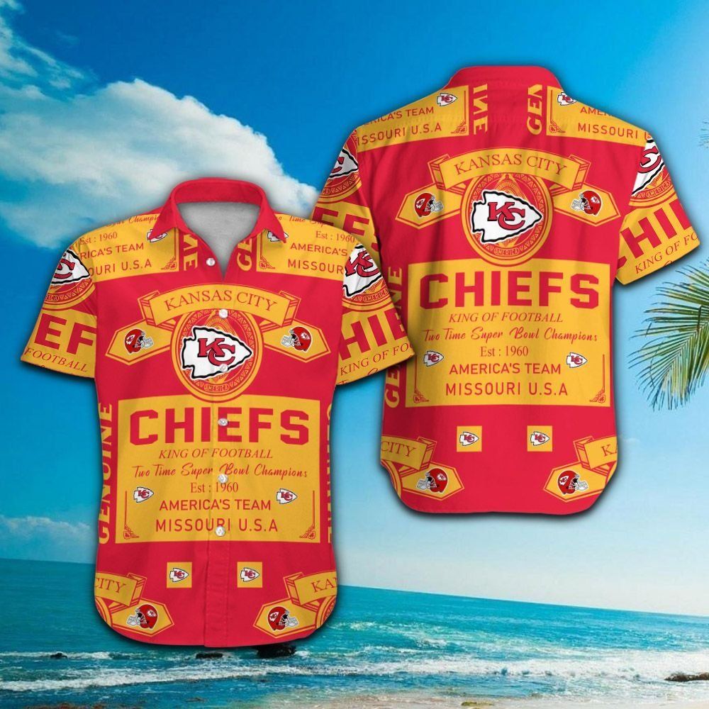 Kansas City Chiefs Short Sleeve Button Up Tropical Hawaiian Shirt VER02 Unisex T-shirt, Sweatshirt, Hoodie, Long Sleeve Tee - T-Shirt, Sweatshirt, Hoodie