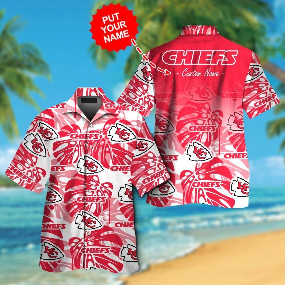 Kansas City Chiefs Short Sleeve Button Up Tropical Hawaiian Shirt VER023 Unisex T-shirt, Sweatshirt, Hoodie, Long Sleeve Tee - T-Shirt, Sweatshirt, Hoodie
