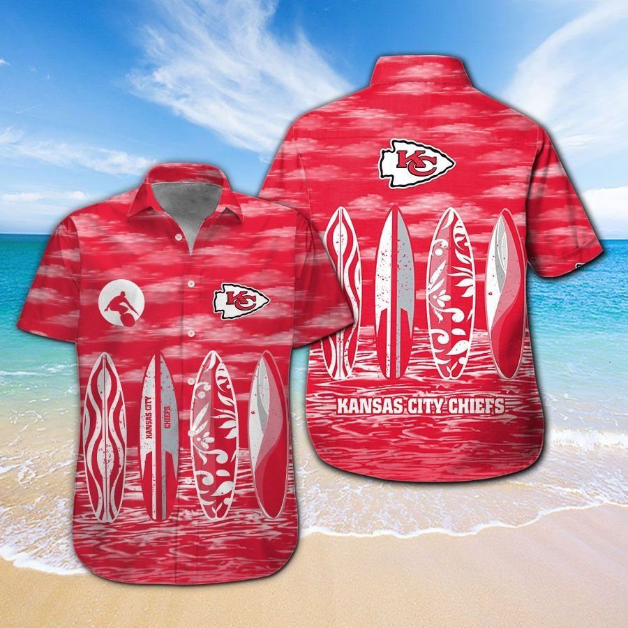 Kansas City Chiefs Short Sleeve Button Up Tropical Hawaiian Shirt VER024 Unisex T-shirt, Sweatshirt, Hoodie, Long Sleeve Tee - T-Shirt, Sweatshirt, Hoodie