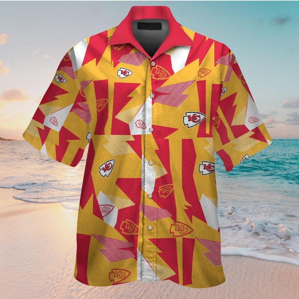 Kansas City Chiefs Short Sleeve Button Up Tropical Hawaiian Shirt VER028 Unisex T-shirt, Sweatshirt, Hoodie, Long Sleeve Tee - T-Shirt, Sweatshirt, Hoodie