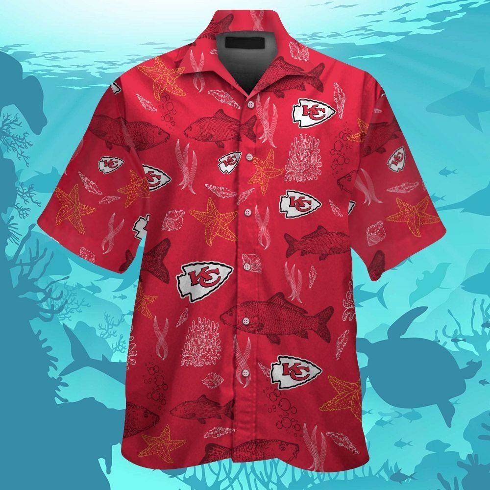 Kansas City Chiefs Short Sleeve Button Up Tropical Hawaiian Shirt VER03 Unisex T-shirt, Sweatshirt, Hoodie, Long Sleeve Tee - T-Shirt, Sweatshirt, Hoodie