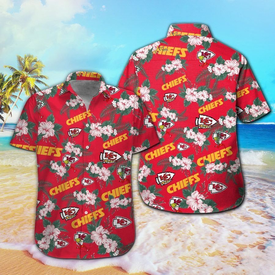 Kansas City Chiefs Short Sleeve Button Up Tropical Hawaiian Shirt VER030 Unisex T-shirt, Sweatshirt, Hoodie, Long Sleeve Tee - T-Shirt, Sweatshirt, Hoodie