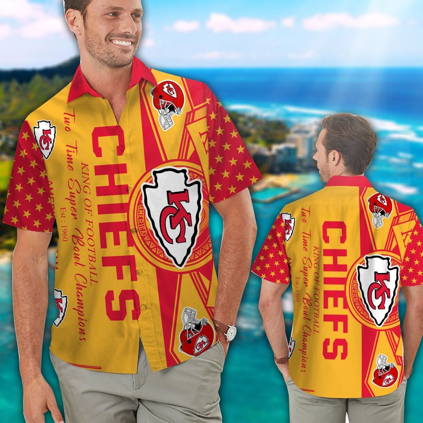 Kansas City Chiefs Short Sleeve Button Up Tropical Hawaiian Shirt VER04 Unisex T-shirt, Sweatshirt, Hoodie, Long Sleeve Tee - T-Shirt, Sweatshirt, Hoodie