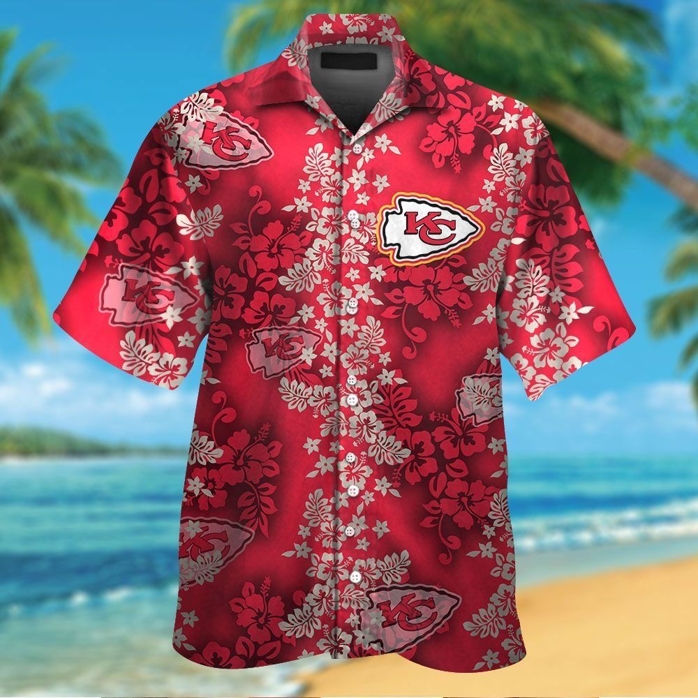 Kansas City Chiefs Short Sleeve Button Up Tropical Hawaiian Shirt VER05 Unisex T-shirt, Sweatshirt, Hoodie, Long Sleeve Tee - T-Shirt, Sweatshirt, Hoodie