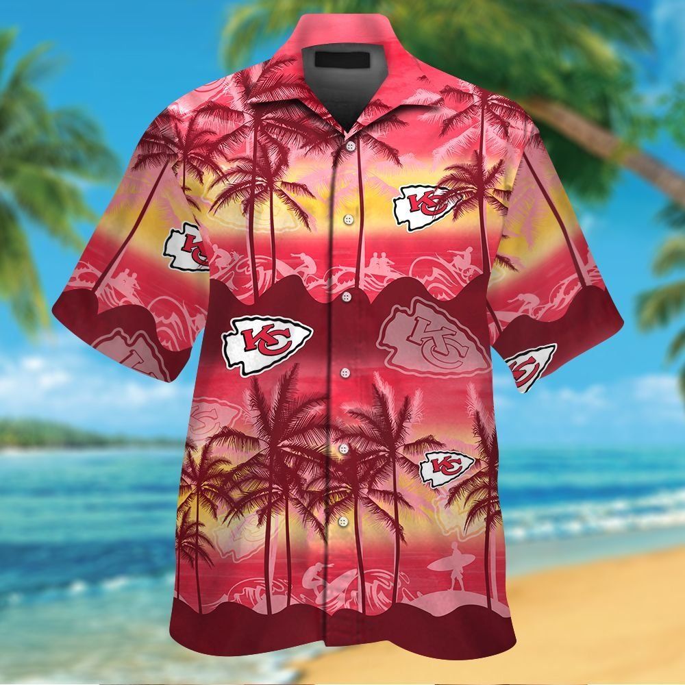 Kansas City Chiefs Short Sleeve Button Up Tropical Hawaiian Shirt VER07 Unisex T-shirt, Sweatshirt, Hoodie, Long Sleeve Tee - T-Shirt, Sweatshirt, Hoodie