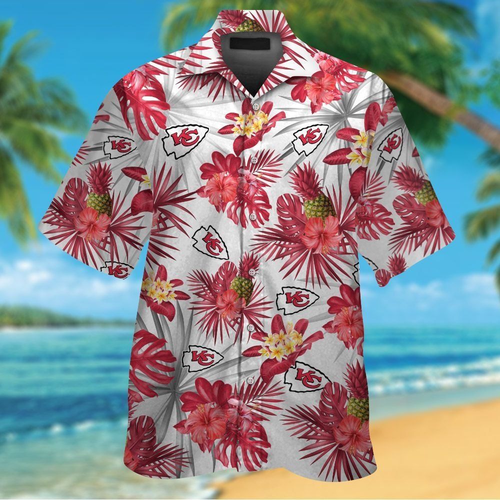 Kansas City Chiefs Short Sleeve Button Up Tropical Hawaiian Shirt VER09 Unisex T-shirt, Sweatshirt, Hoodie, Long Sleeve Tee - T-Shirt, Sweatshirt, Hoodie