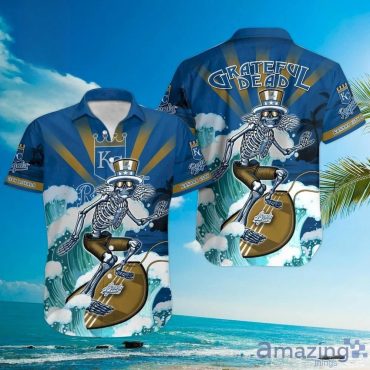 Kansas City Royals Grateful Dead Surf Hawaiian Shirt Unisex T-shirt, Sweatshirt, Hoodie, Long Sleeve Tee - T-Shirt, Sweatshirt, Hoodie