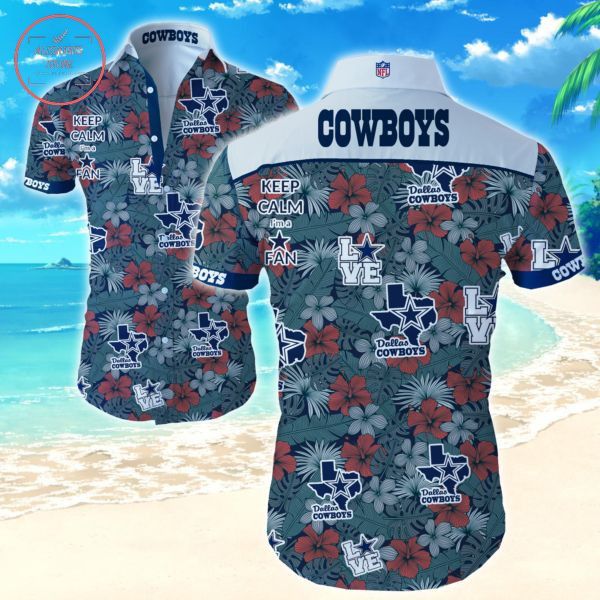 Keep Calm While Supporting Dallas Cowboys on Hawaiian Shirt Unisex T-shirt, Sweatshirt, Hoodie, Long Sleeve Tee - T-Shirt, Sweatshirt, Hoodie