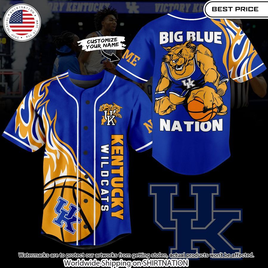 Kentucky Wildcats Big Blue Nation Custom Baseball Jersey Unisex T-shirt, Sweatshirt, Hoodie, Long Sleeve Tee - T-Shirt, Sweatshirt, Hoodie