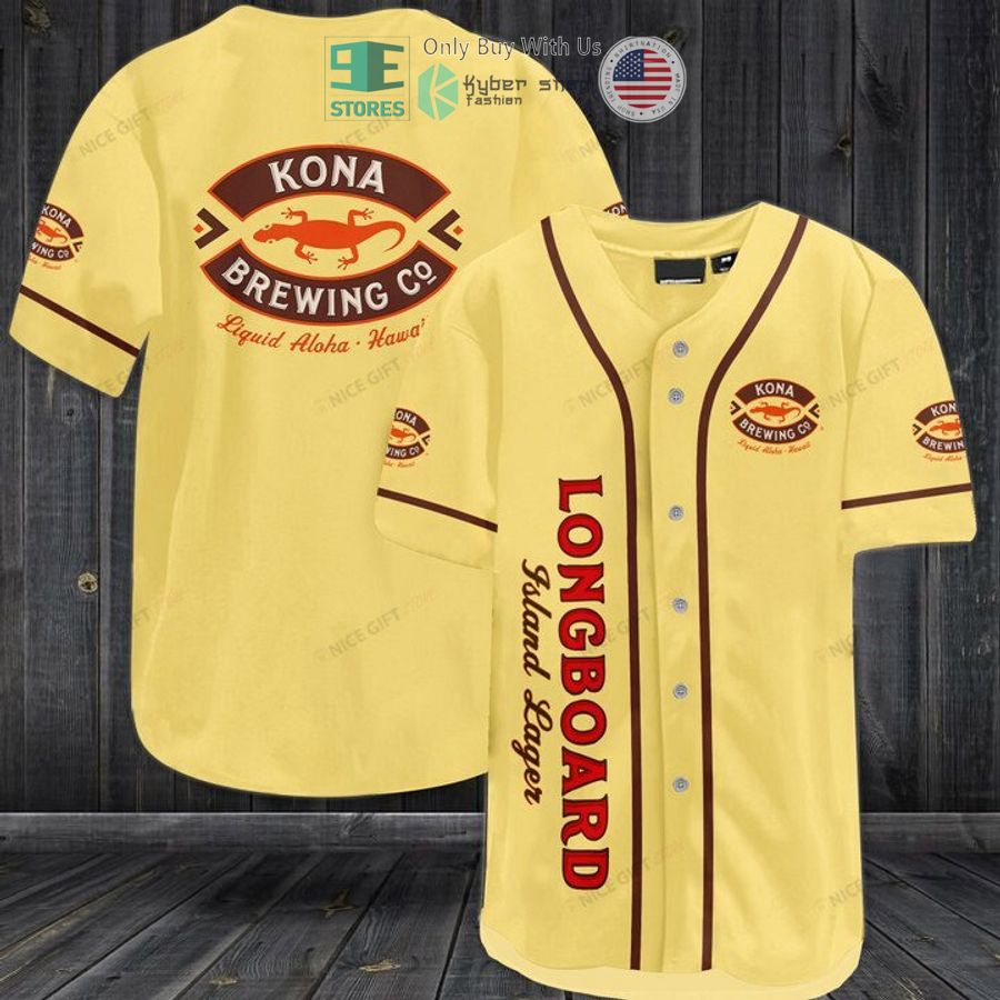 BEST Kona Brewing logo light yellow Baseball Jersey Unisex T-shirt, Sweatshirt, Hoodie, Long Sleeve Tee - T-Shirt, Sweatshirt, Hoodie