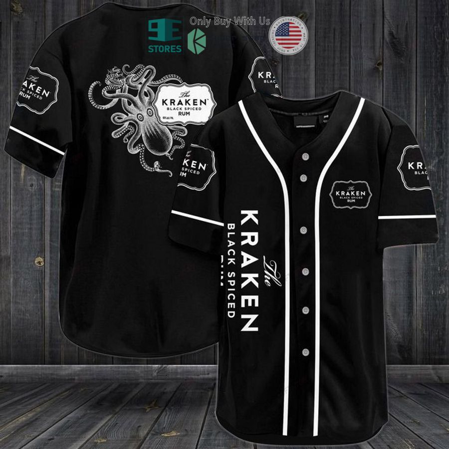 BEST Kraken Black Spiced Rum logo black Baseball Jersey Unisex T-shirt, Sweatshirt, Hoodie, Long Sleeve Tee - T-Shirt, Sweatshirt, Hoodie