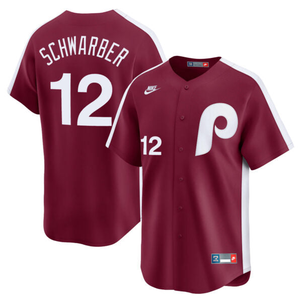 Kyle Schwarber Philadelphia Phillies Cooperstown Limited Jersey - Maroon baseball jersey product view 1