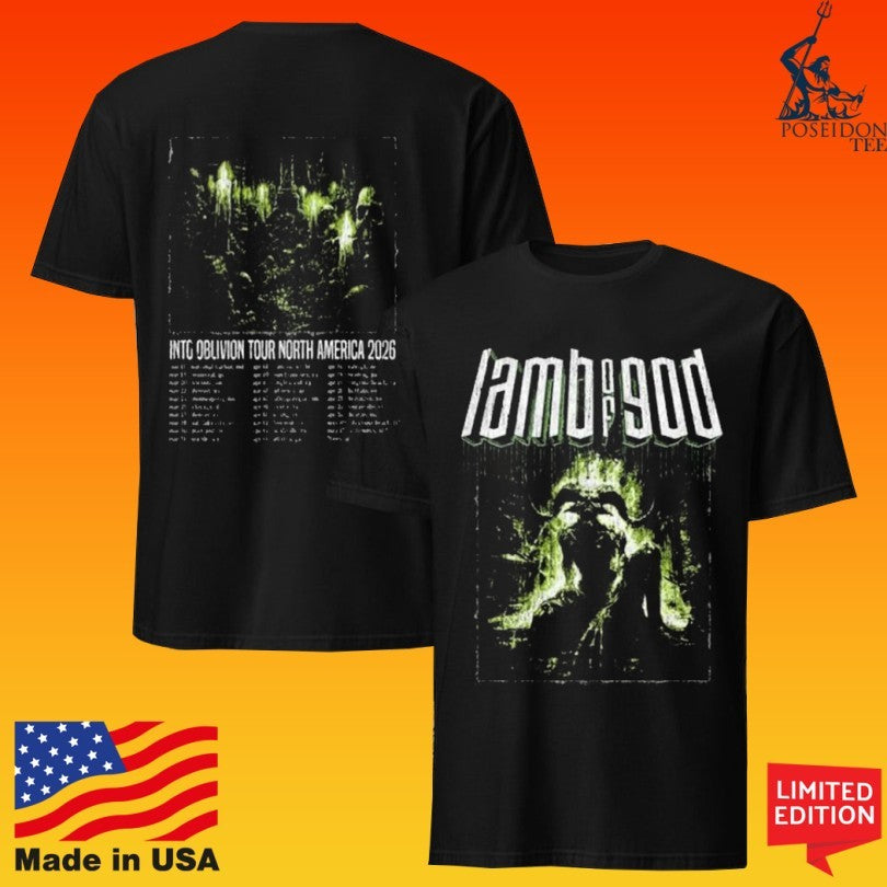 Lamb Of God Beast Temple Into Oblivion Tour North America 2026 T-shirt Unisex T-shirt, Sweatshirt, Hoodie, Long Sleeve Tee - T-Shirt, Sweatshirt, Hoodie