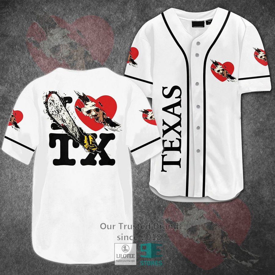 Leatherface love Texas Horror Movie Baseball Jersey Unisex T-shirt, Sweatshirt, Hoodie, Long Sleeve Tee - T-Shirt, Sweatshirt, Hoodie