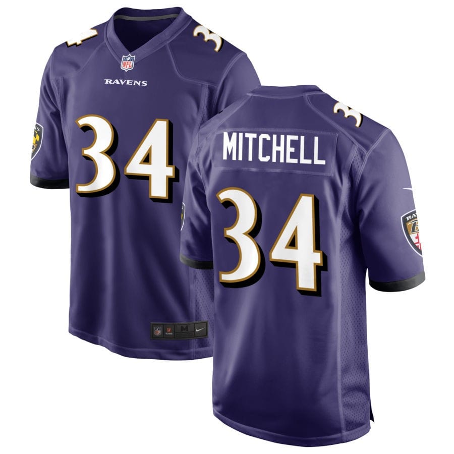 Keaton Mitchell Baltimore Ravens Jersey football jersey product view 1